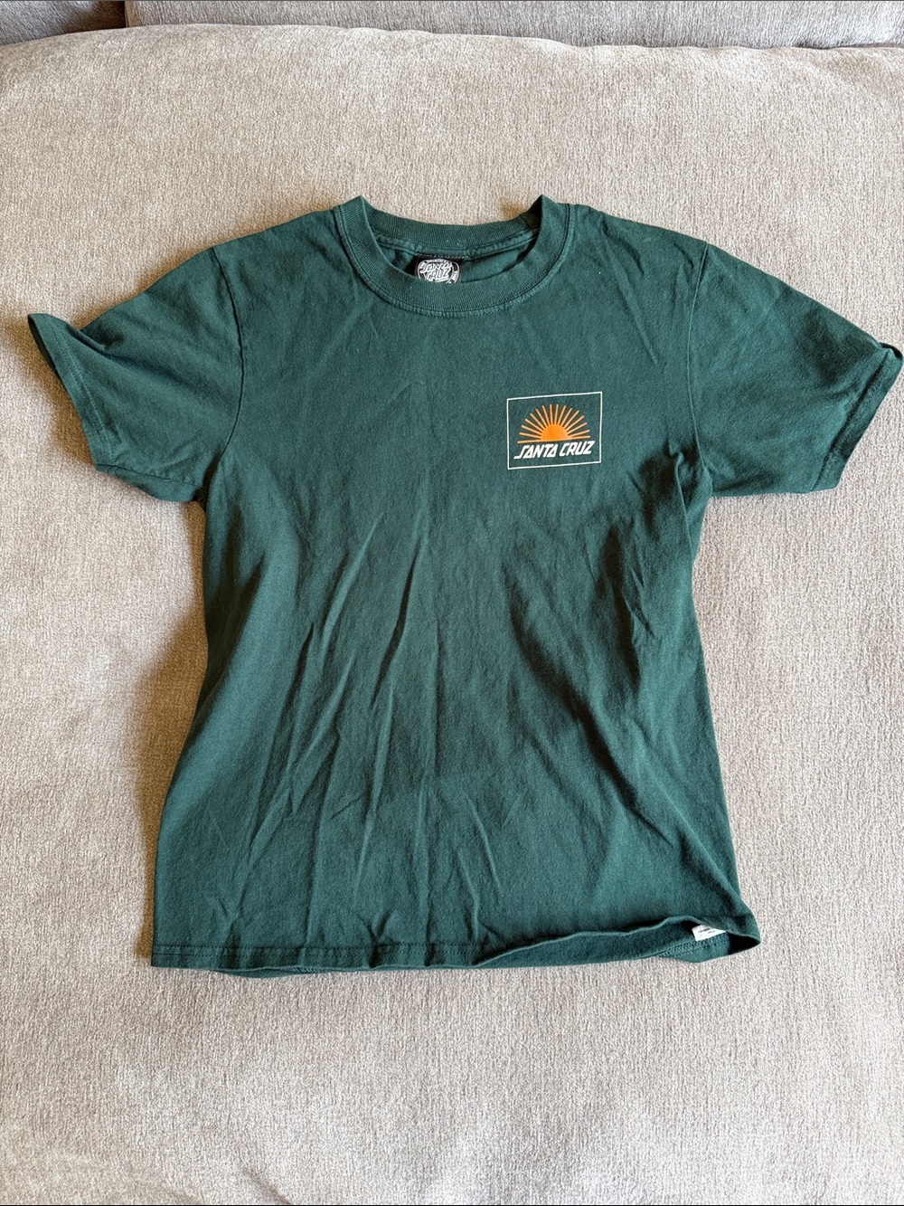 Santa Cruz Skateboards Green Tee with Yellow & White Logo